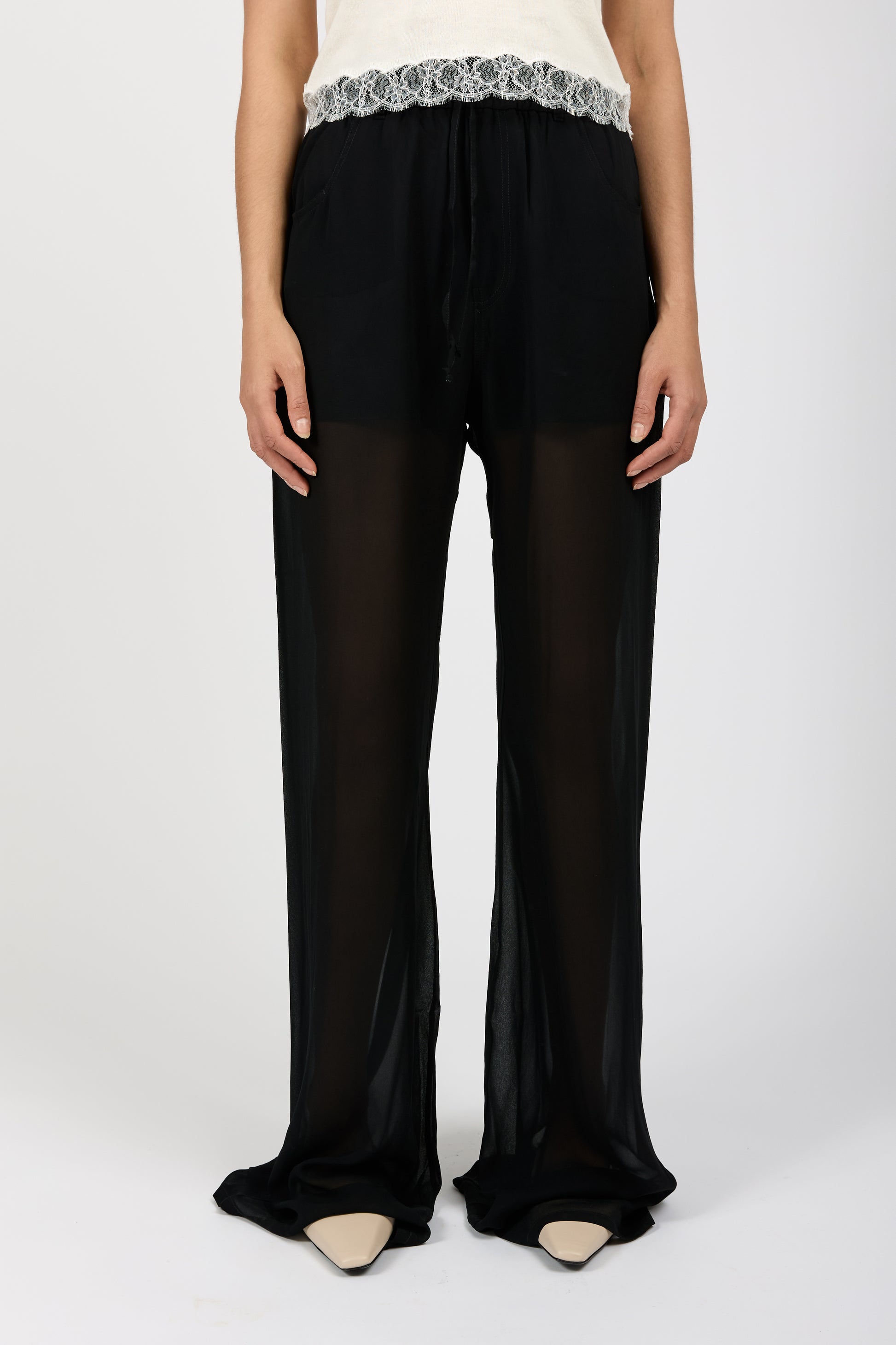 ANDREA YA'AQOV Sheer Pant with Boxer in Nero