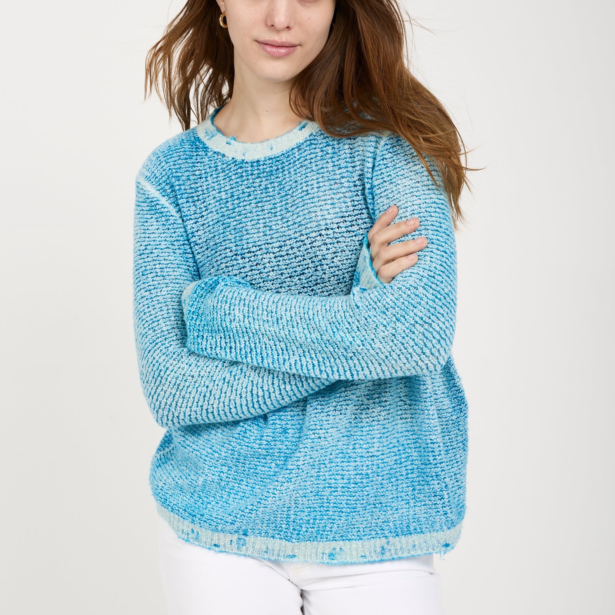 AVANT TOI Brushed Cotton Linen Pullover Sweater in Nigella