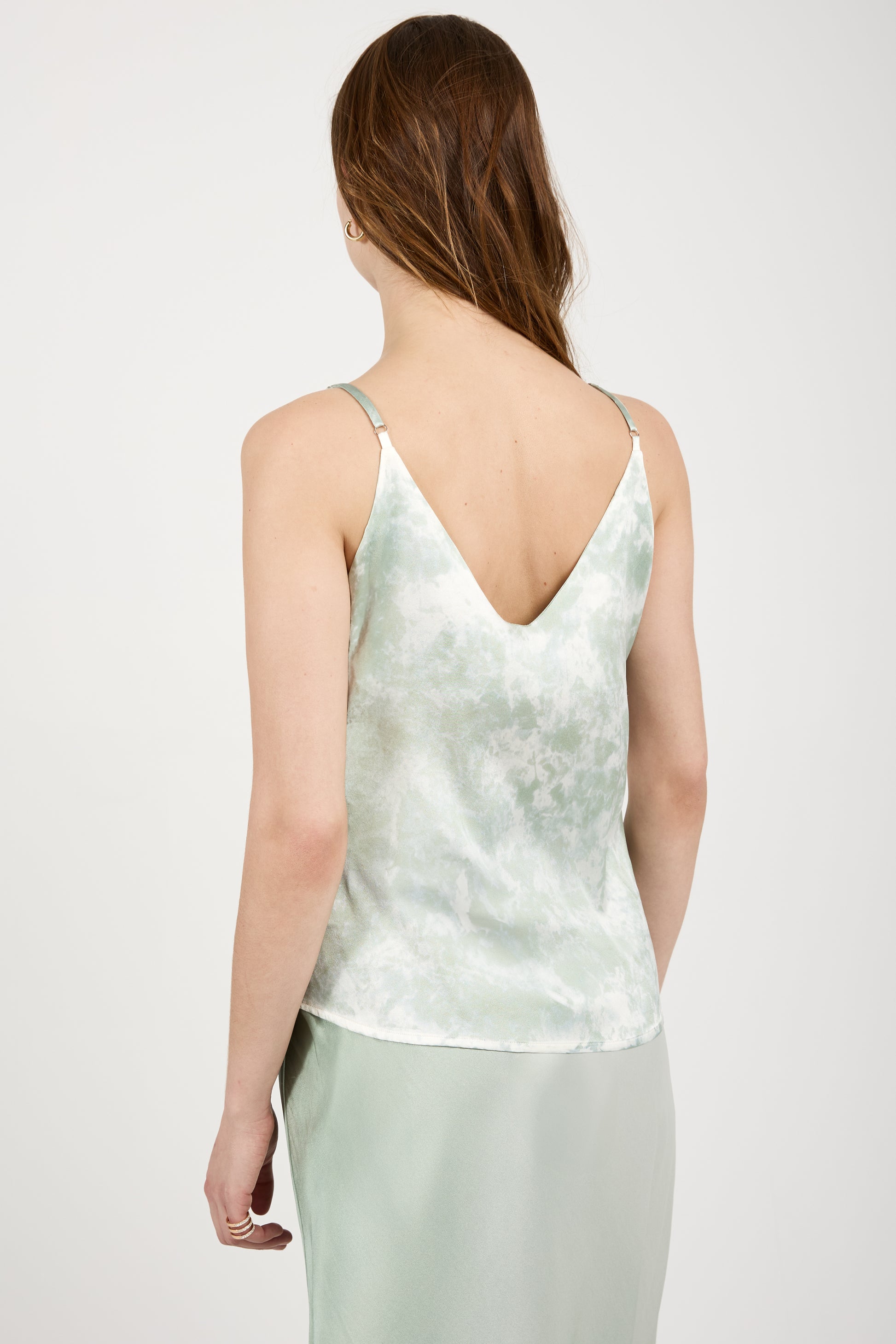 AVANT TOI Camouflage Silk Tank Top with Studs in Jade