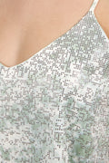 AVANT TOI Camouflage Silk Tank Top with Studs in Jade