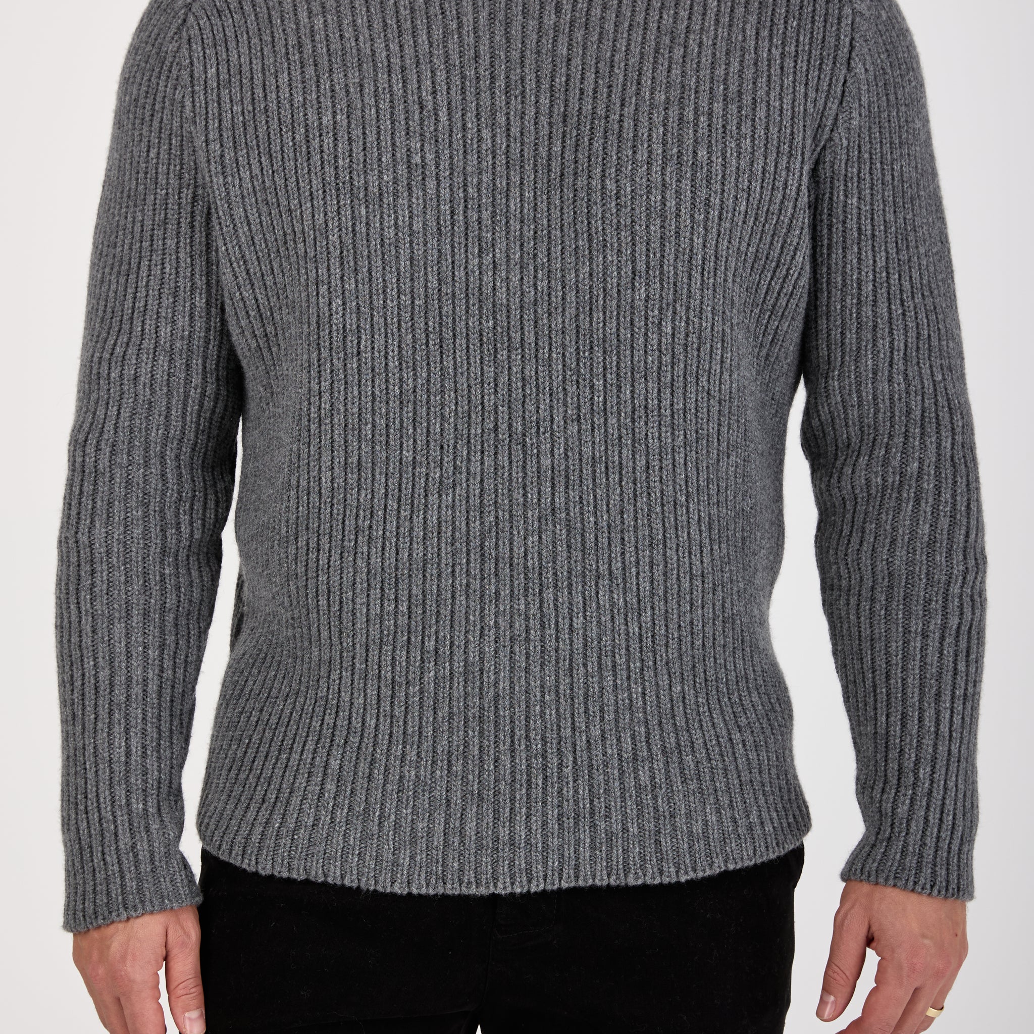 Carded Cashmere Round Neck Sweater in London Bridge