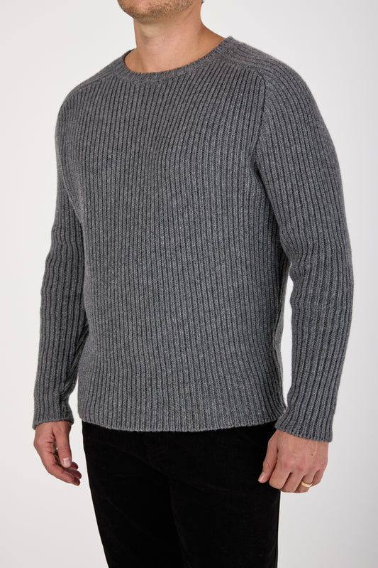 Carded Cashmere Round Neck Sweater in London Bridge