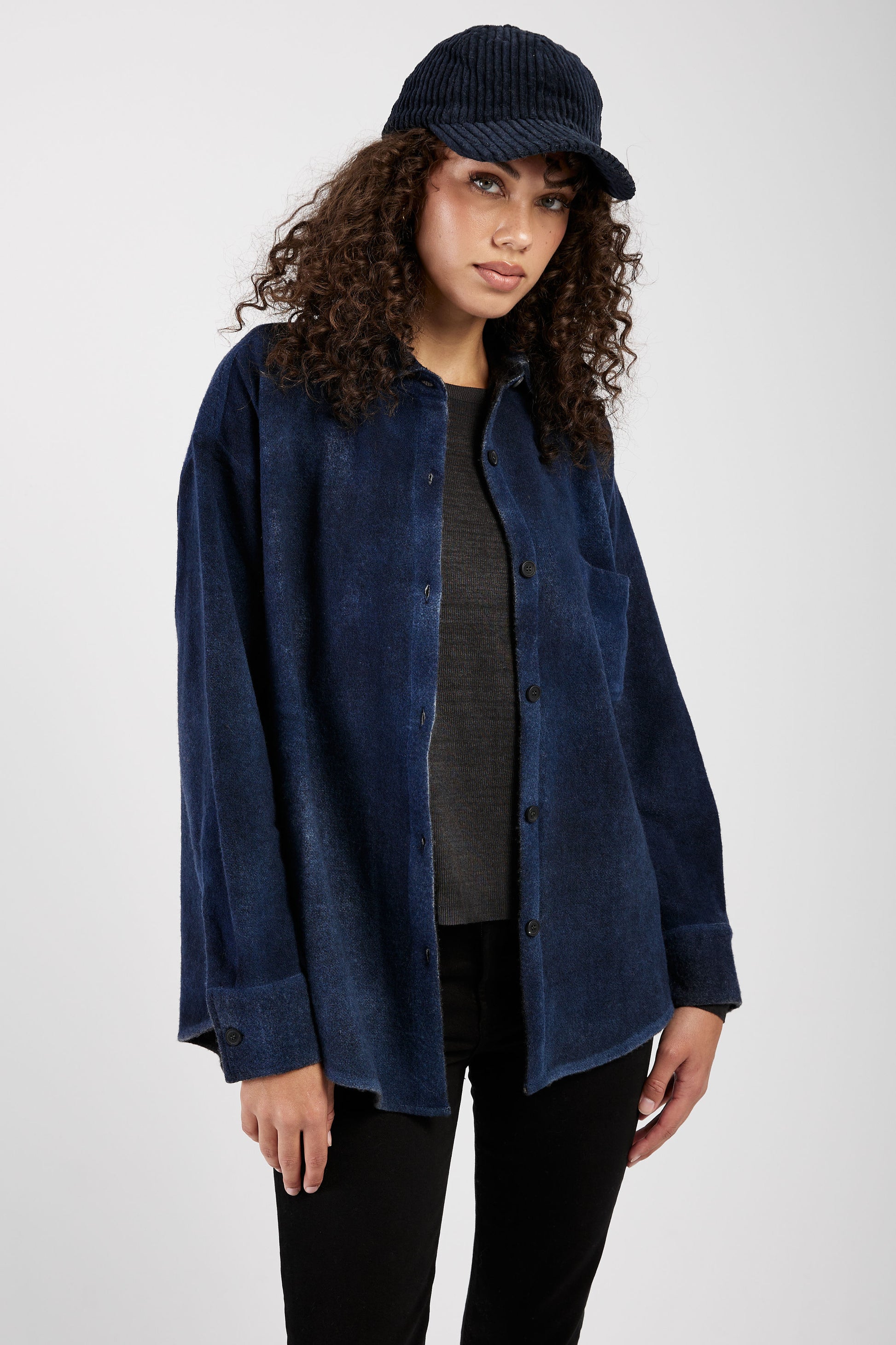 AVANT TOI Cashmere Wool Knit Shirt in Midnight
