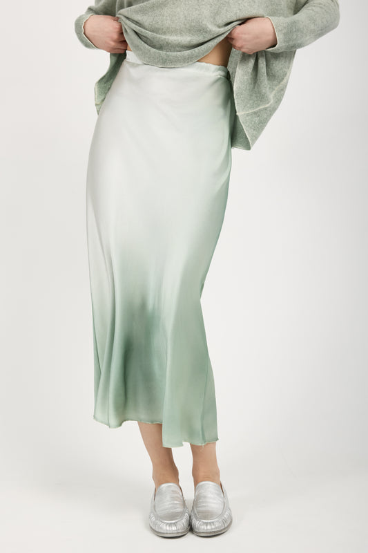 AVANT TOI Degradé Silk Midi Skirt in Jade