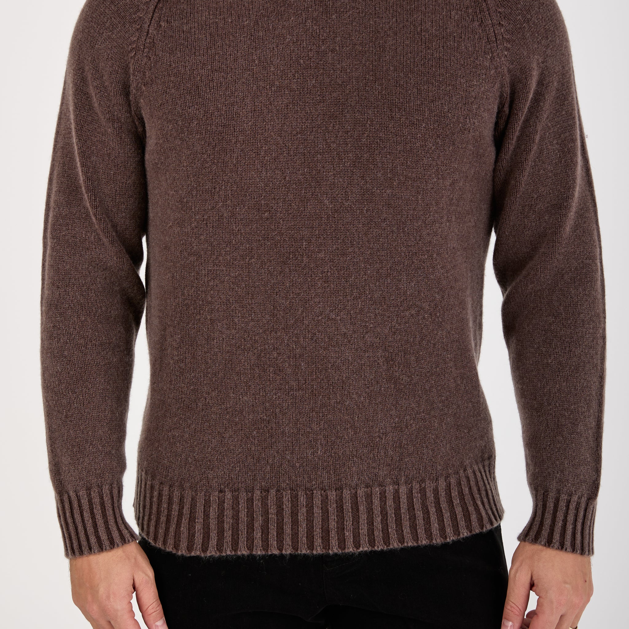 Frosted Effect Round Neck Pullover in Wenge