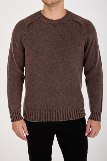 Frosted Effect Round Neck Pullover in Wenge