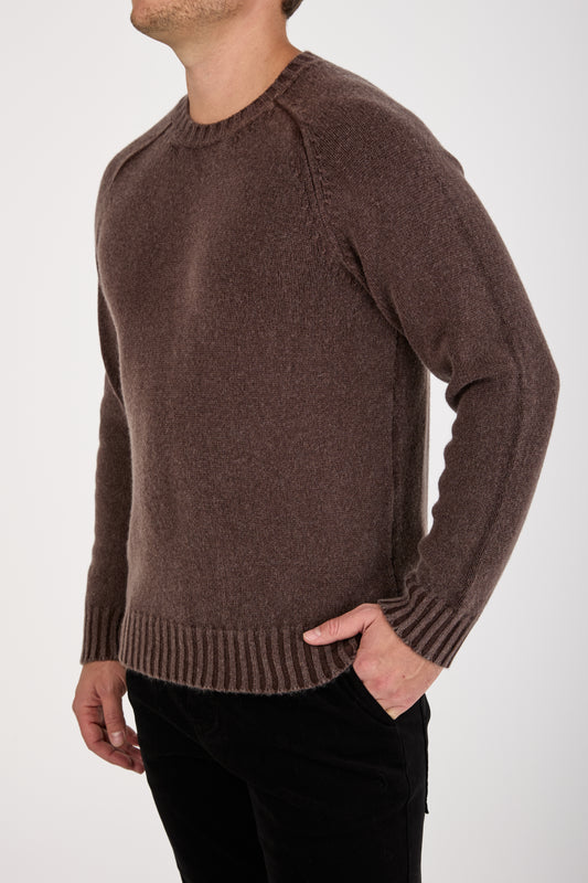 Frosted Effect Round Neck Pullover in Wenge