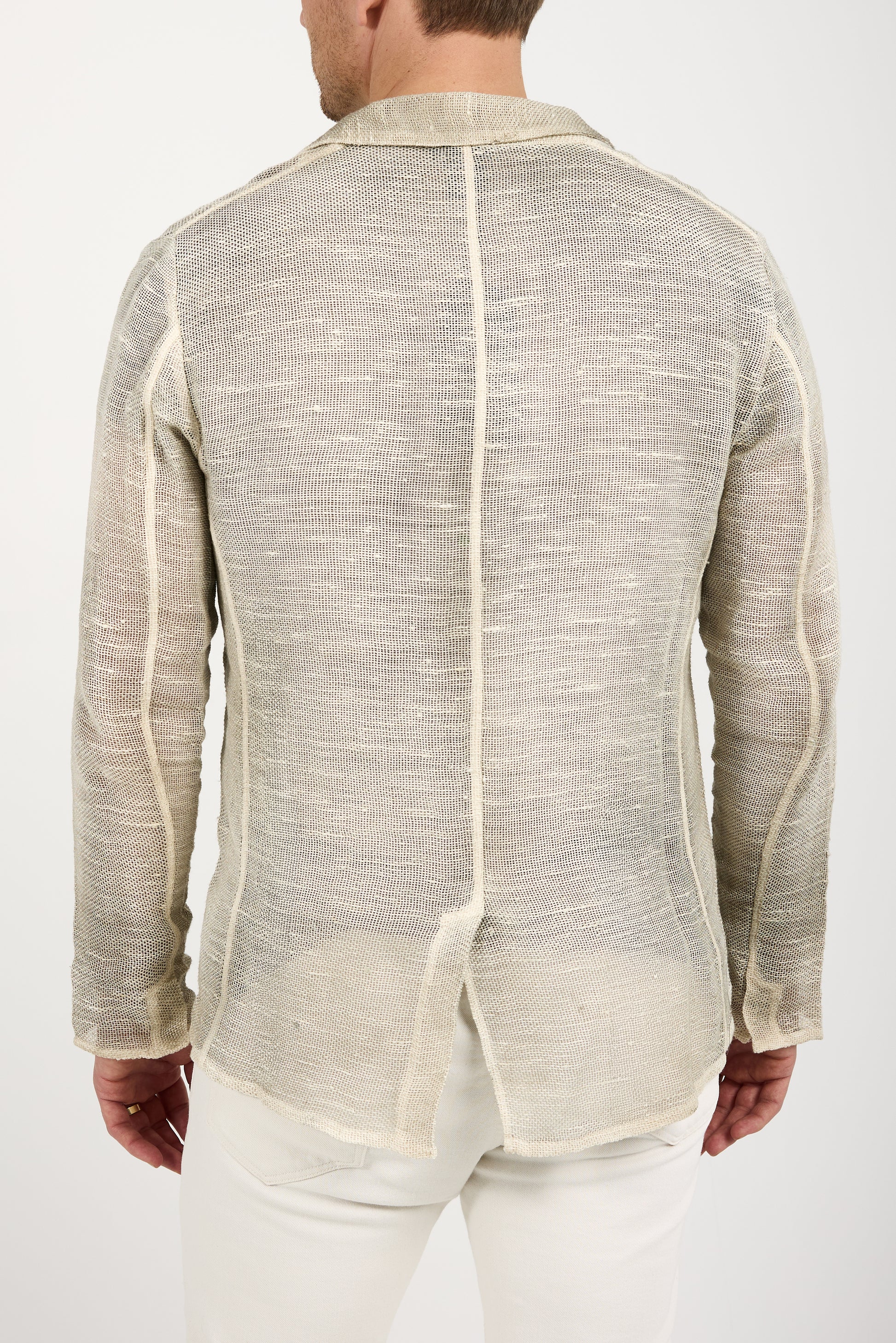 AVANT TOI Hand-Painted Net Fabric Blazer Jacket in Taupe