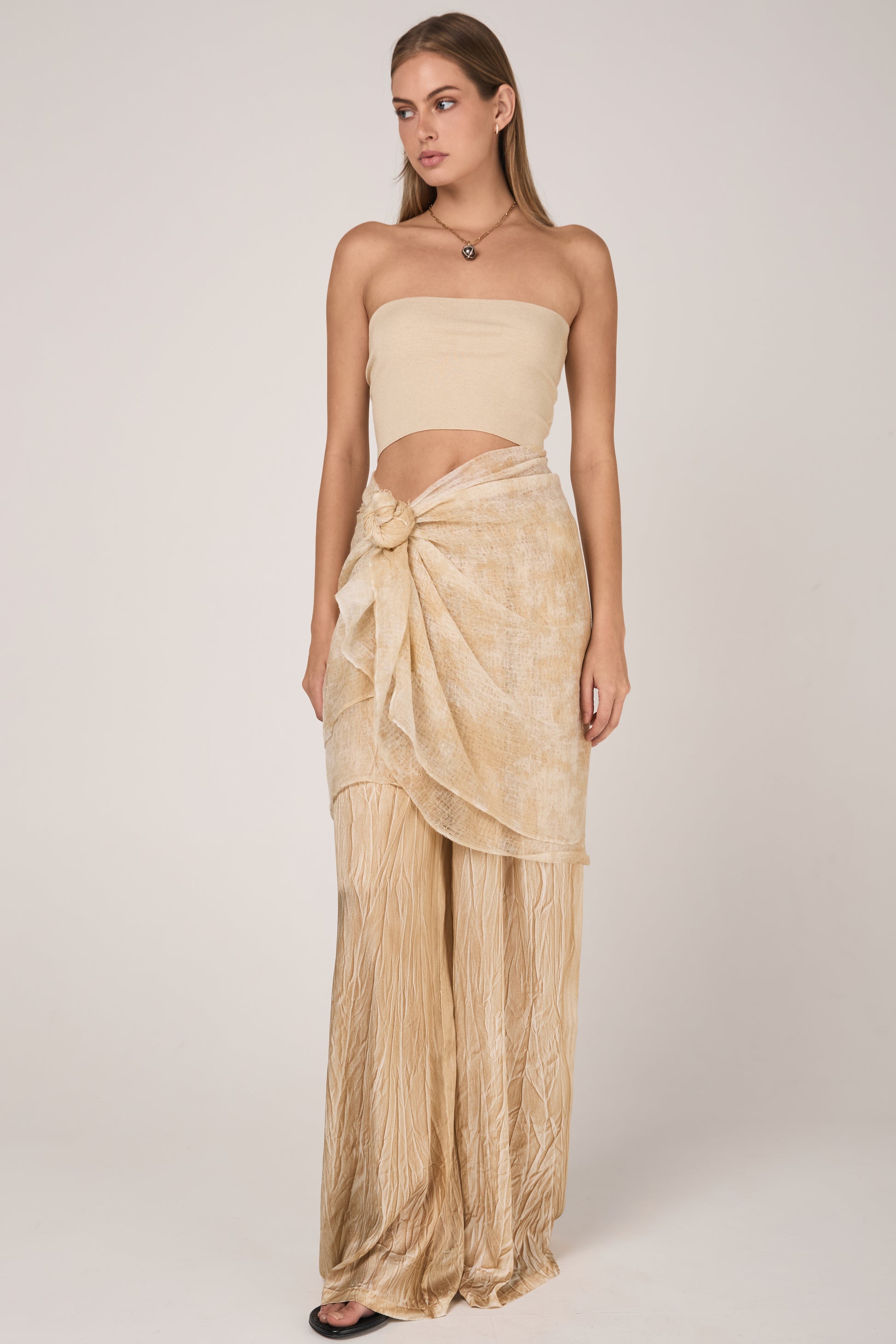 AVANT TOI Hand Painted Cashmere Silk Bandeau in Vaniglia