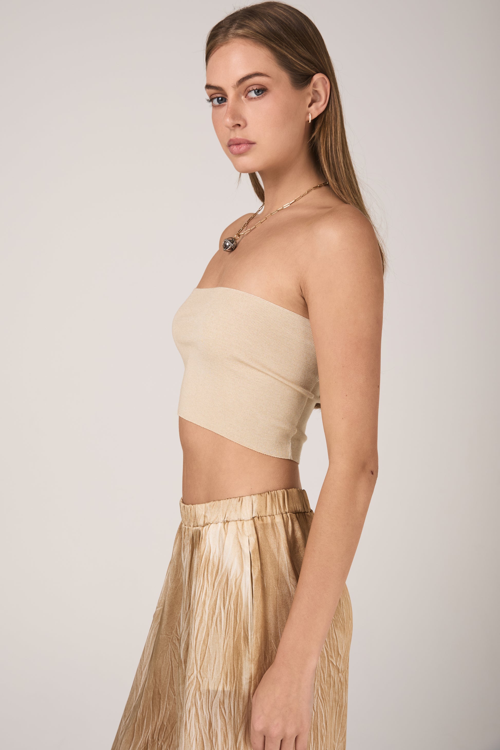 AVANT TOI Hand Painted Cashmere Silk Bandeau in Vaniglia