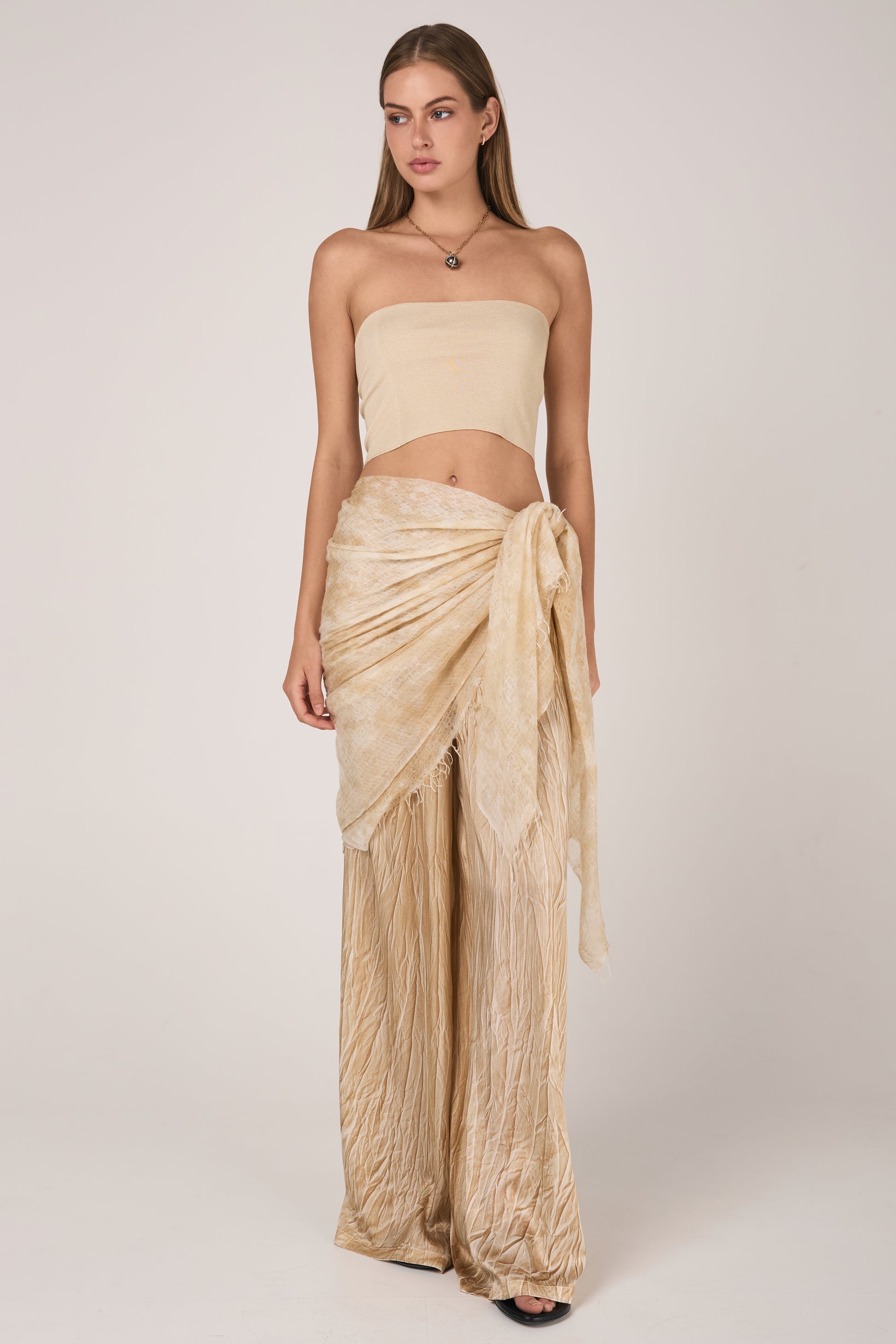 AVANT TOI Hand Painted Cashmere Silk Bandeau in Vaniglia