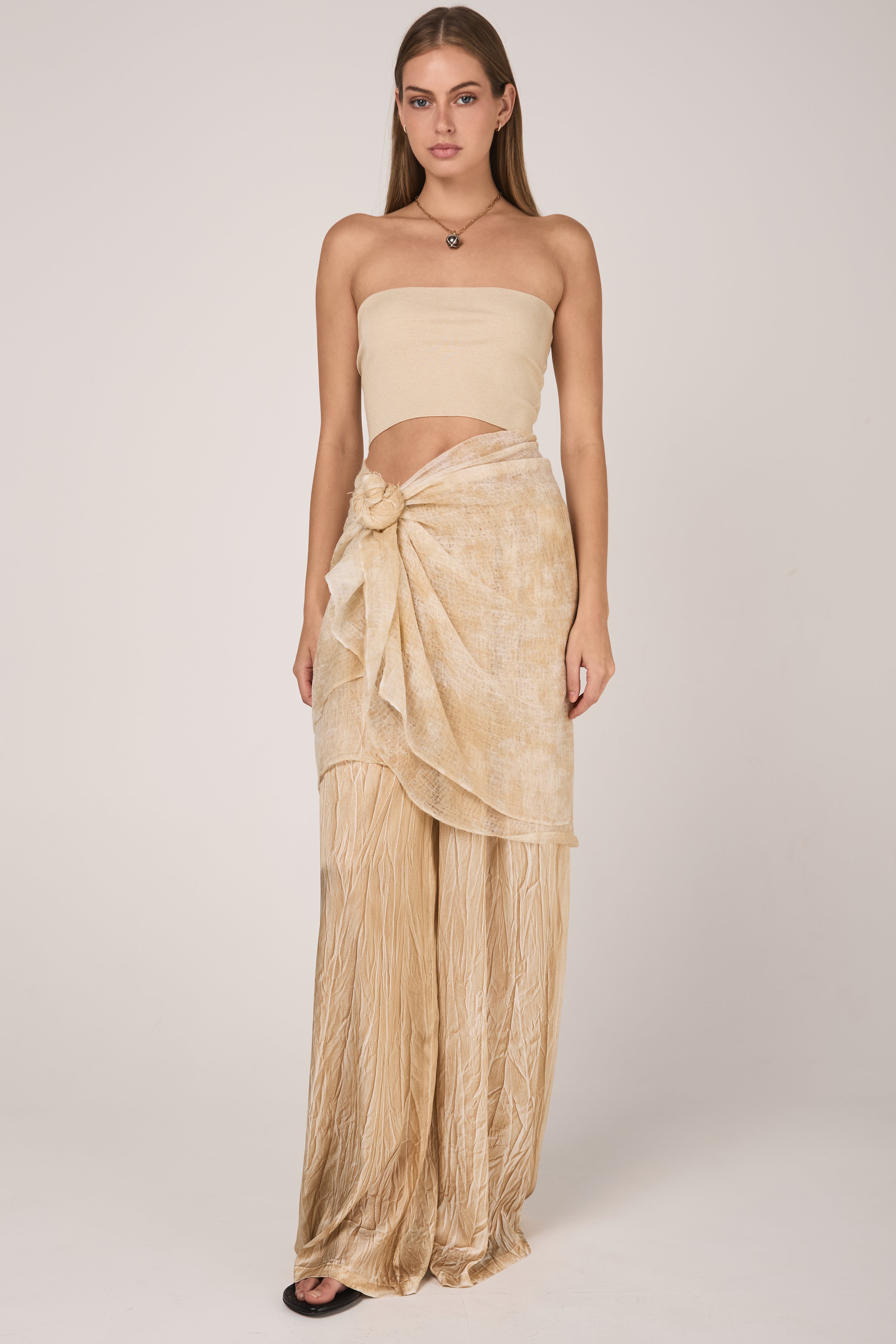 Hand Painted Cashmere Silk Bandeau in Vaniglia