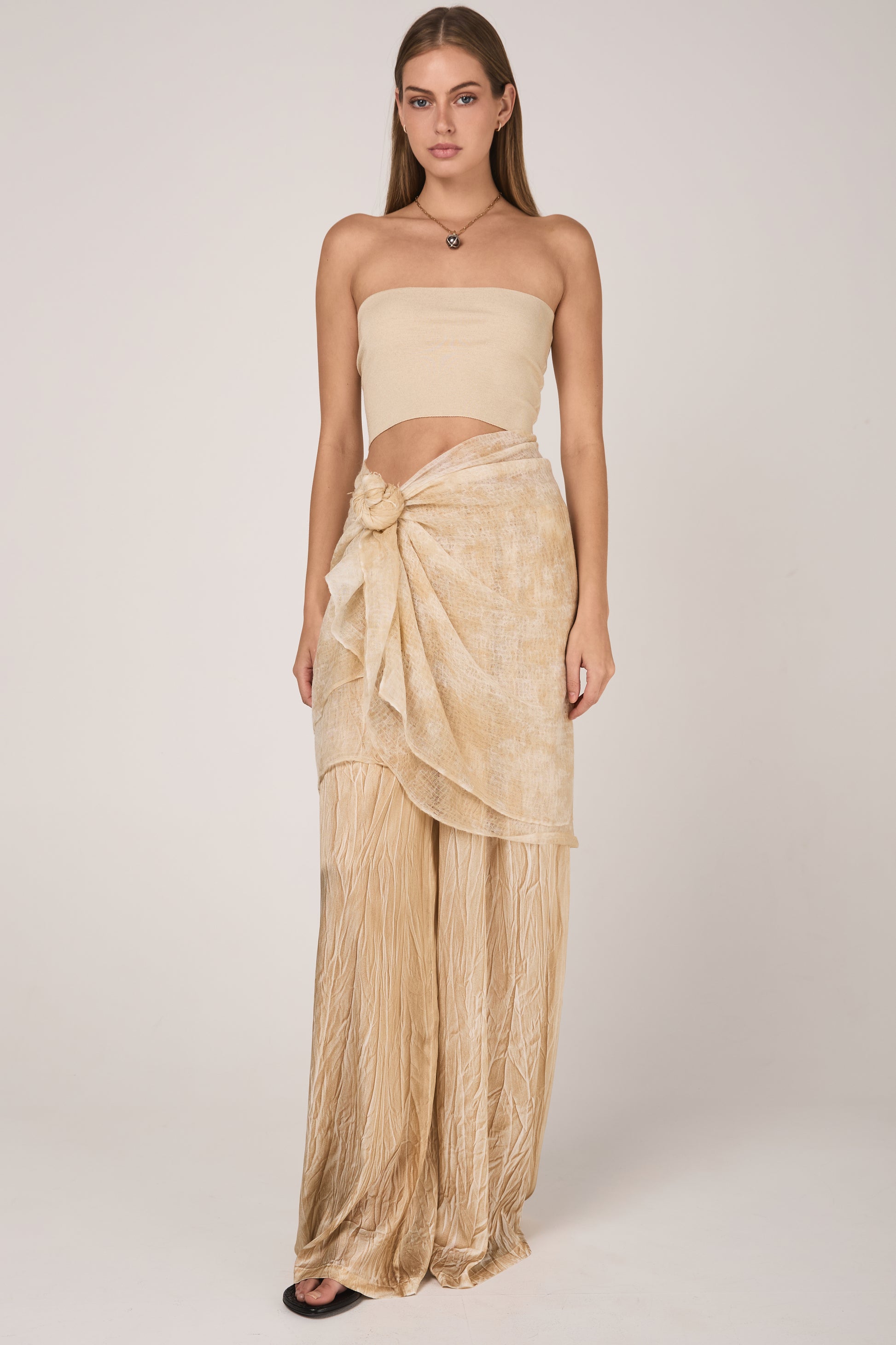 AVANT TOI Hand Painted Cashmere Silk Bandeau in Vaniglia