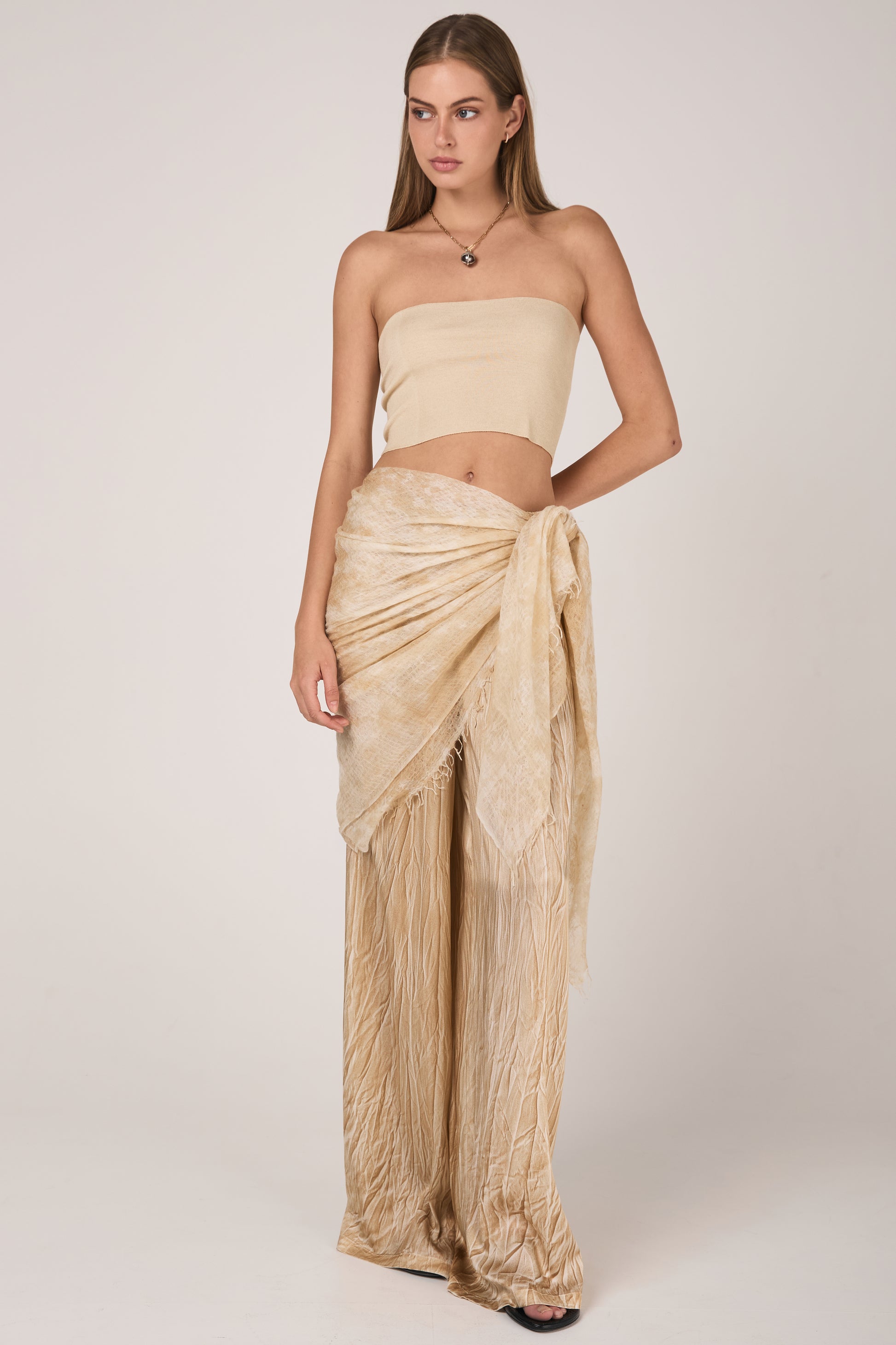 AVANT TOI Hand Painted Cashmere Silk Bandeau in Vaniglia