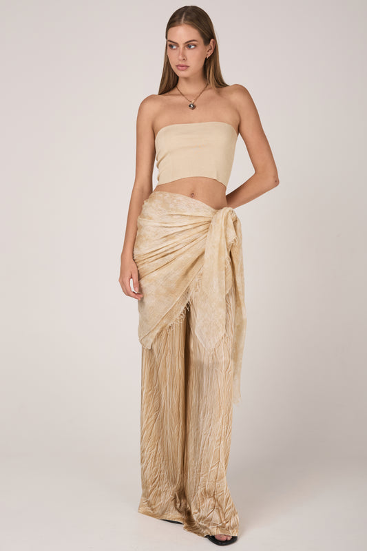 Hand Painted Cashmere Silk Bandeau in Vaniglia