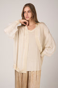 AVANT TOI Hand Painted Chiffon Cardigan in Vaniglia