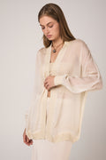AVANT TOI Hand Painted Chiffon Cardigan in Vaniglia