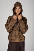 AVANT TOI Hand Painted Furry Stitch Hooded Pullover with Lamination in Antilope
