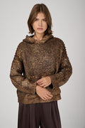 AVANT TOI Hand Painted Furry Stitch Hooded Pullover with Lamination in Antilope