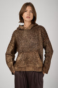 AVANT TOI Hand Painted Furry Stitch Hooded Pullover with Lamination in Antilope