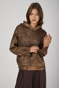 AVANT TOI Hand Painted Furry Stitch Hooded Pullover with Lamination in Antilope