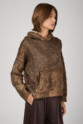 AVANT TOI Hand Painted Furry Stitch Hooded Pullover with Lamination in Antilope