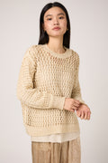 AVANT TOI Hand Painted Lace Stitch Cashmere Silk Pullover in Vaniglia