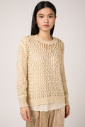 AVANT TOI Hand Painted Lace Stitch Cashmere Silk Pullover in Vaniglia