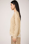 AVANT TOI Hand Painted Lace Stitch Cashmere Silk Pullover in Vaniglia