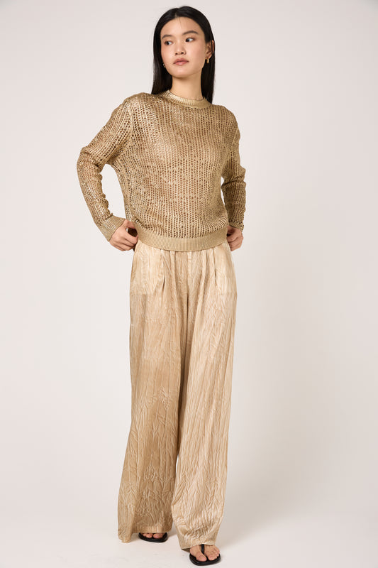 Hand Painted Laminated Net Stitch Pullover in Sughero