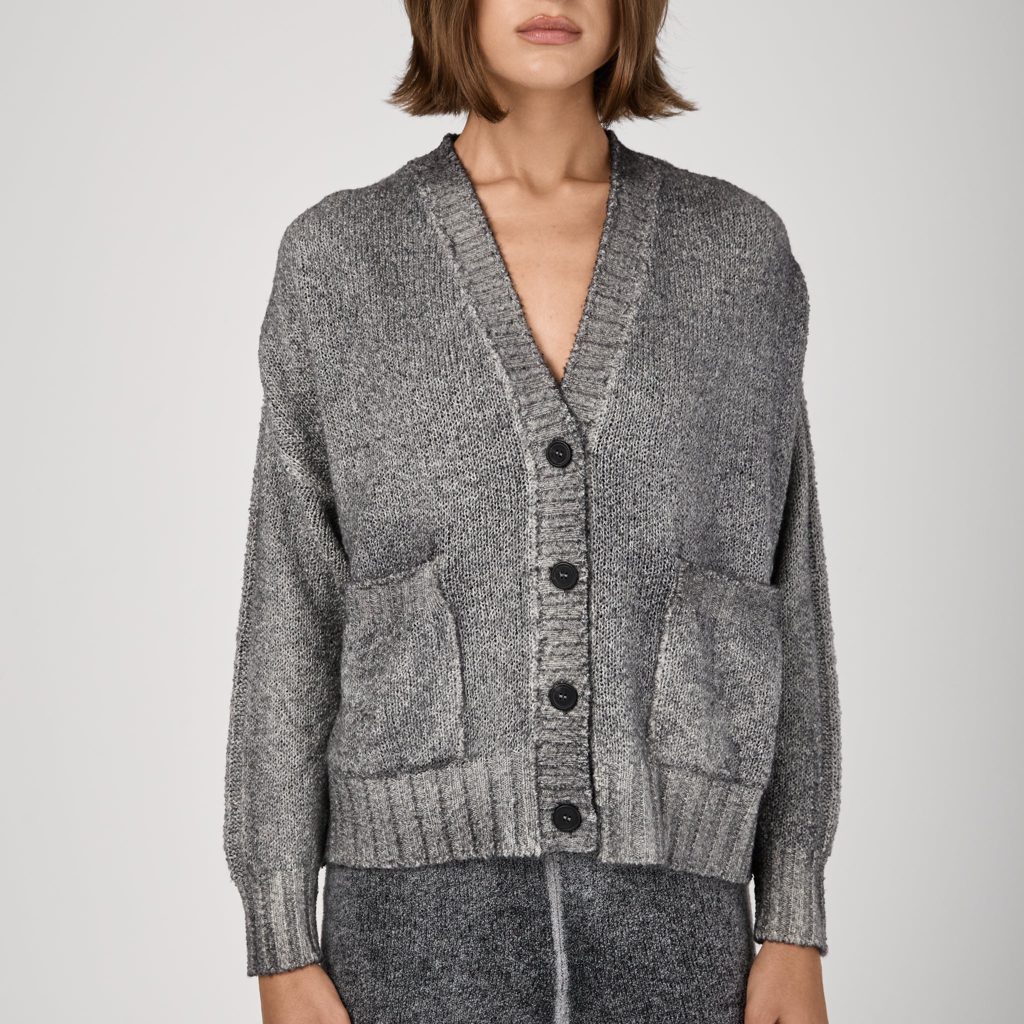 AVANT TOI Hand Painted Malfile Merino Silk Cardigan in Husky