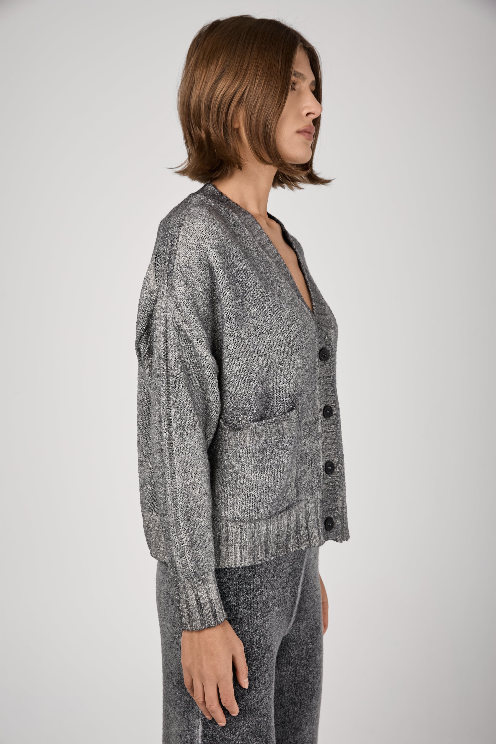 AVANT TOI Hand Painted Malfile Merino Silk Cardigan in Husky