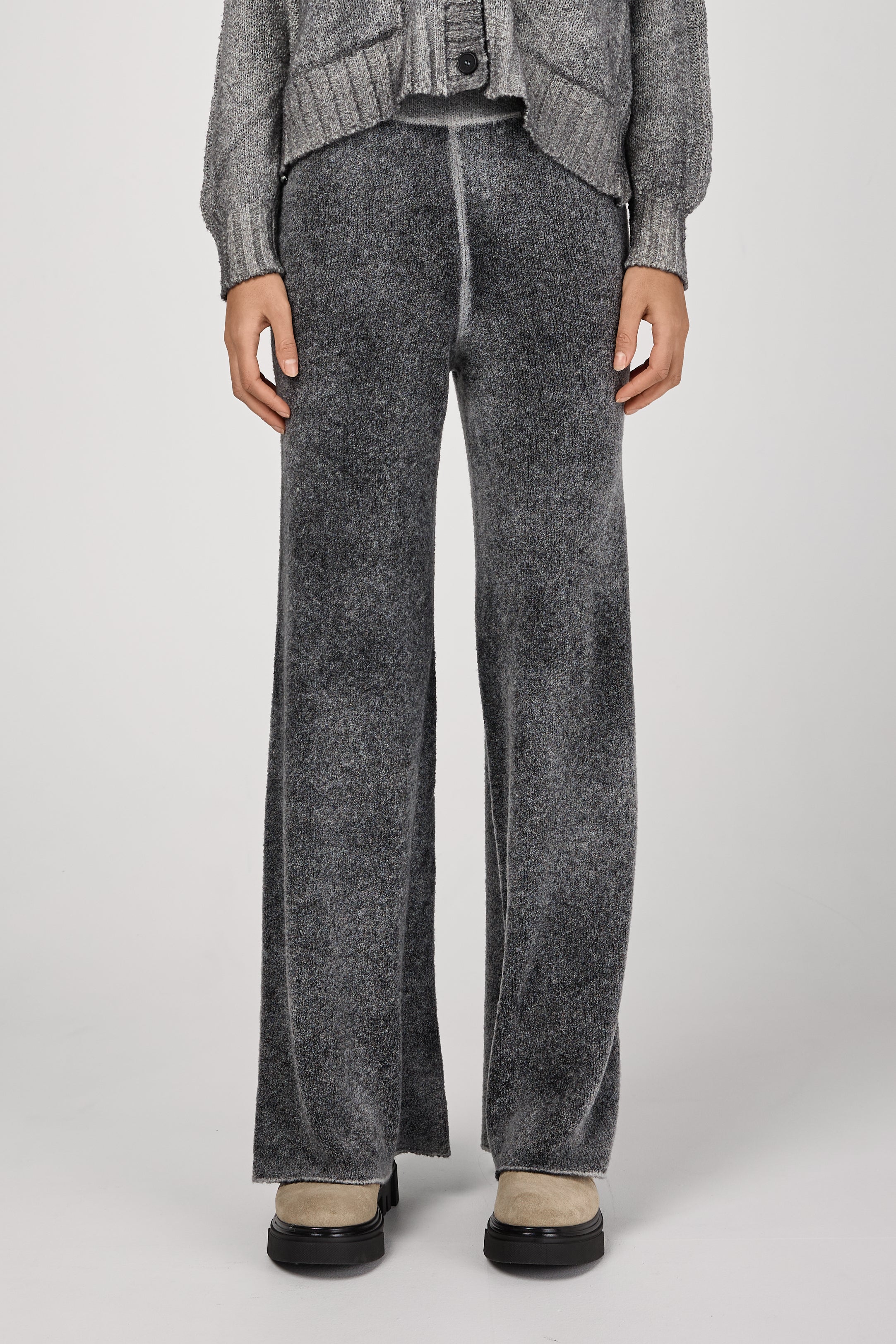 Hand Painted Minibouclé Wide Leg Pant in Husky