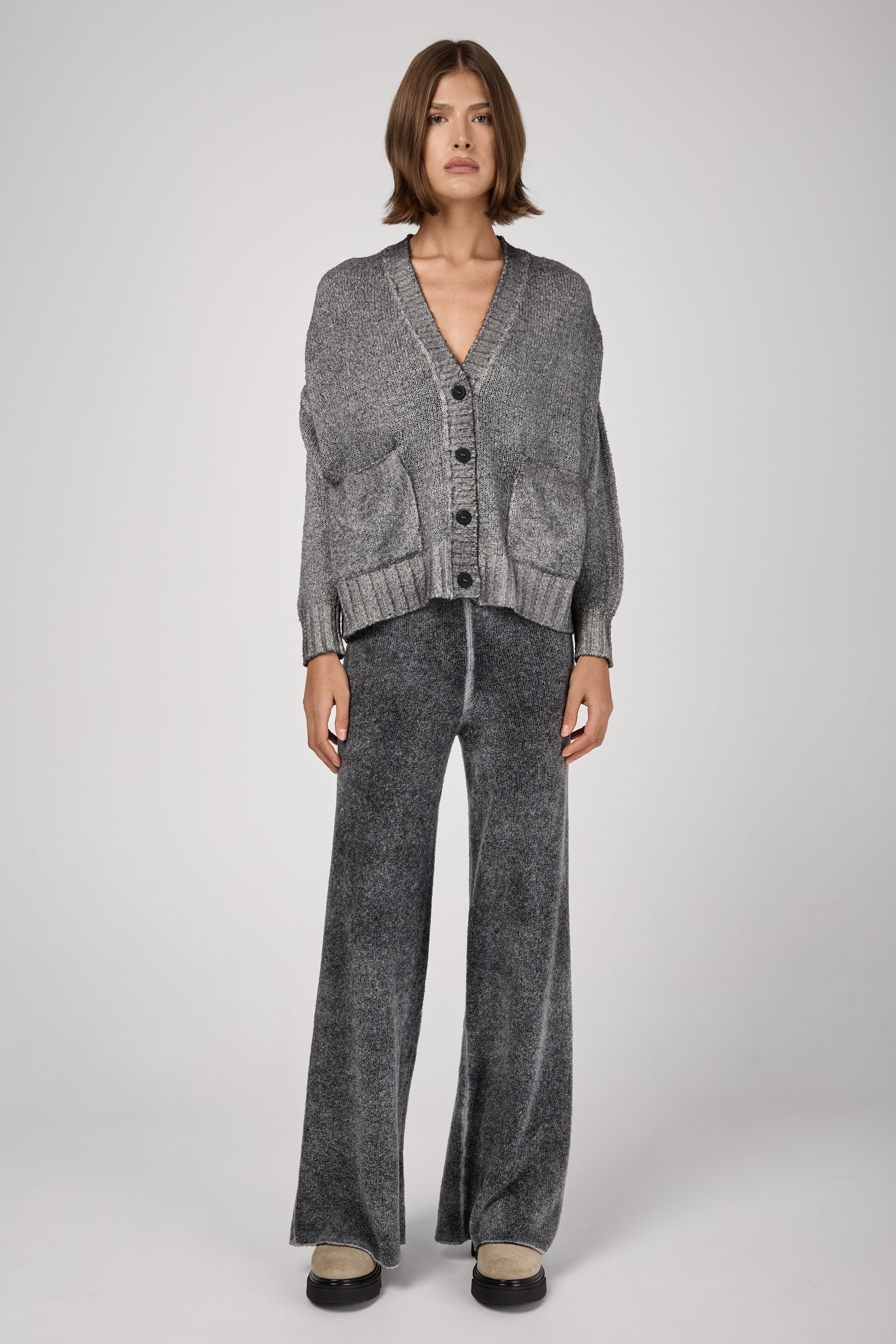 AVANT TOI Hand Painted Malfile Merino Silk Cardigan in Husky