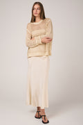 AVANT TOI Hand Painted Silk Long Skirt in Vaniglia