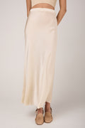 AVANT TOI Hand Painted Silk Long Skirt in Vaniglia