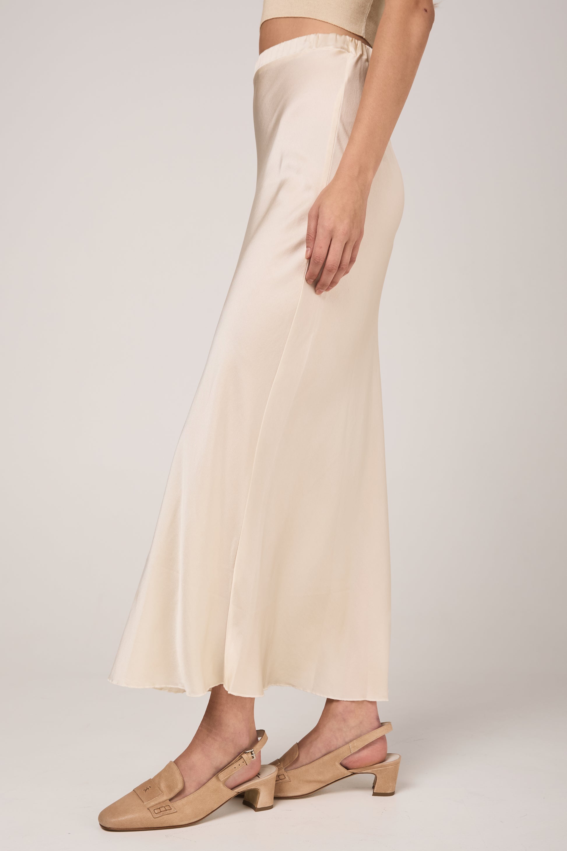 AVANT TOI Hand Painted Silk Long Skirt in Vaniglia