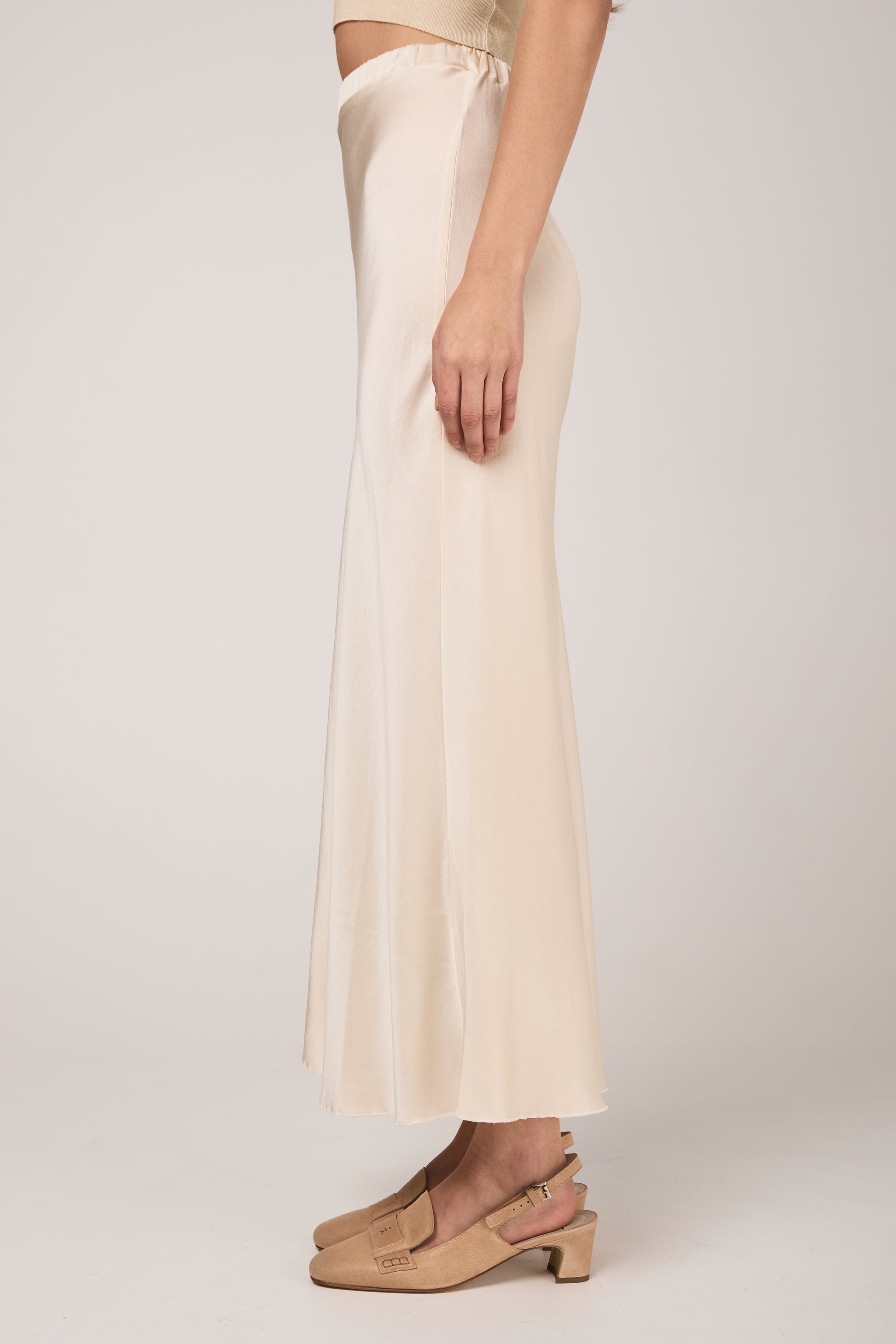 AVANT TOI Hand Painted Silk Long Skirt in Vaniglia