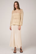 AVANT TOI Hand Painted Silk Long Skirt in Vaniglia