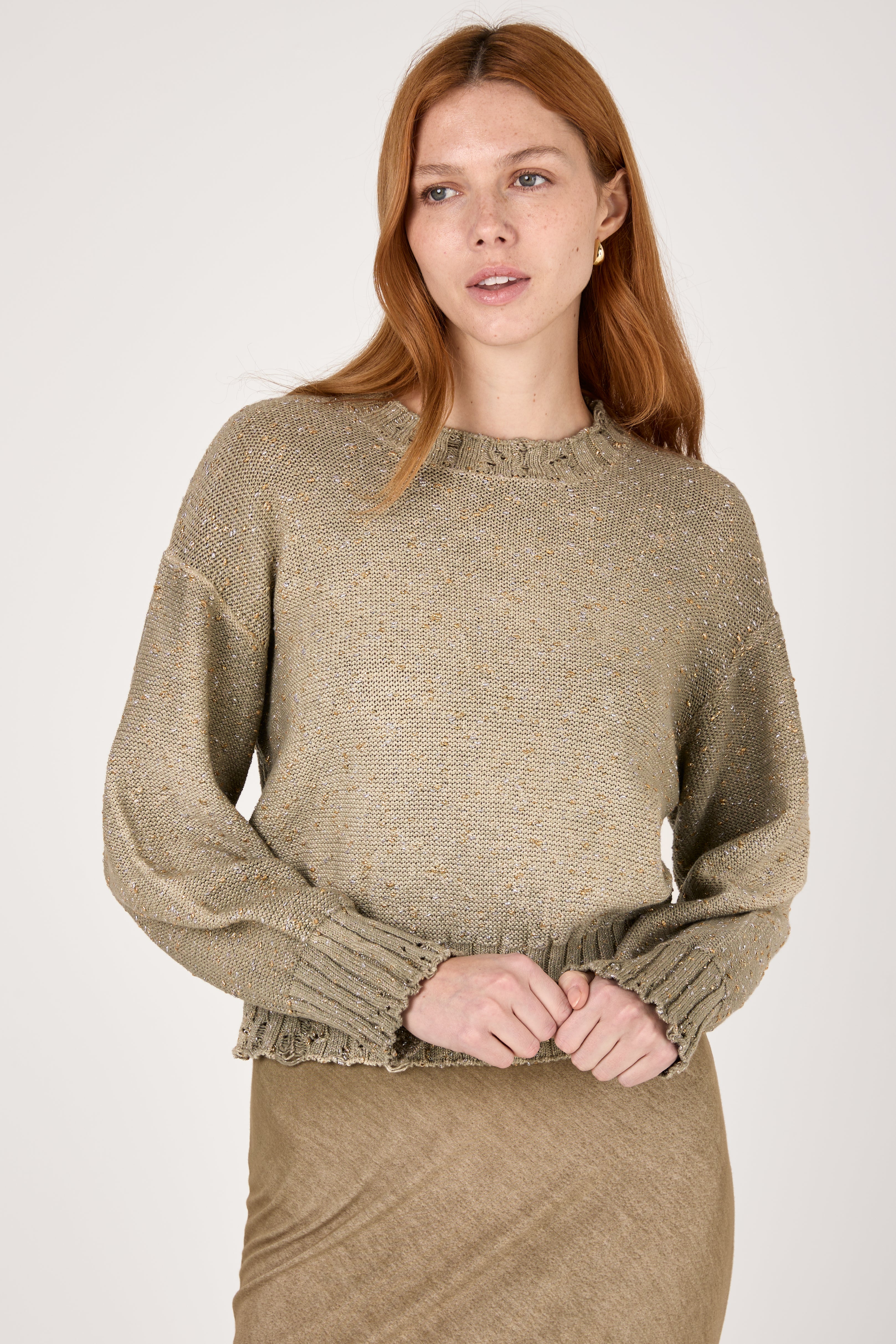 Knot Lurex Sweater in Mushroom