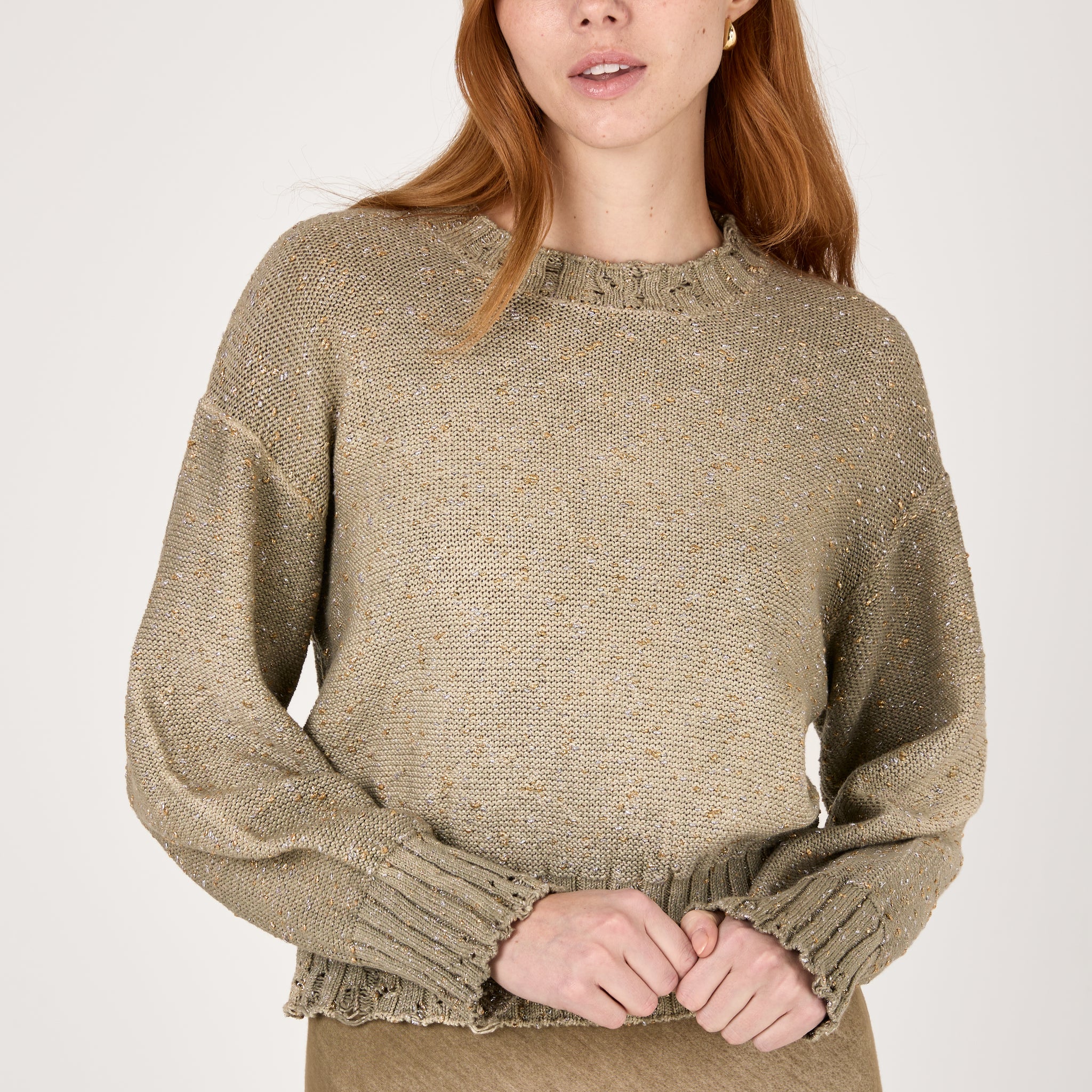 Knot Lurex Sweater in Mushroom