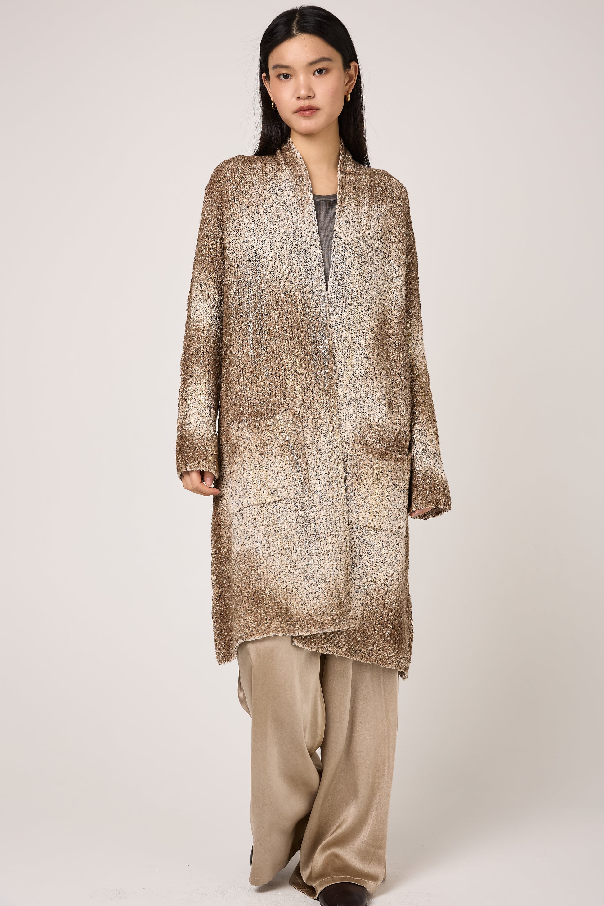 AVANT TOI Laminated Scratched Effect Cardigan in Pennellate Sughero