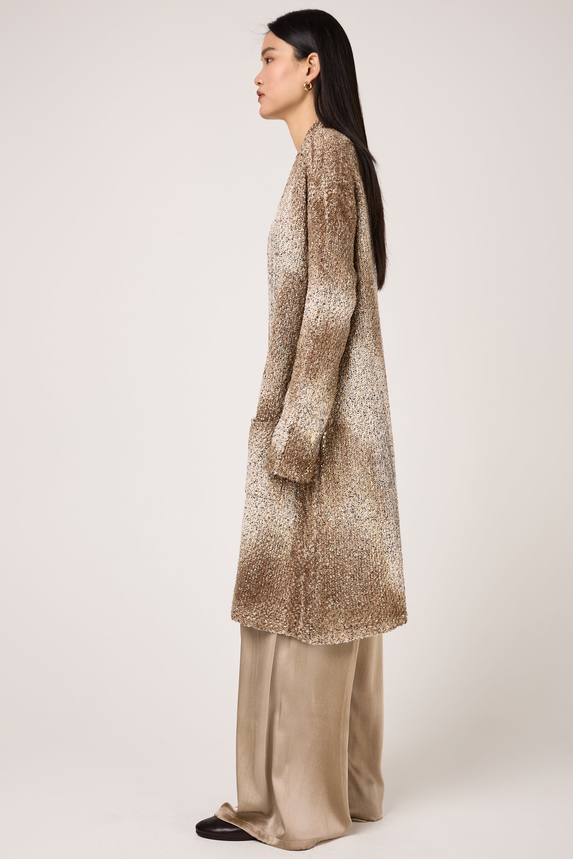 AVANT TOI Laminated Scratched Effect Cardigan in Pennellate Sughero