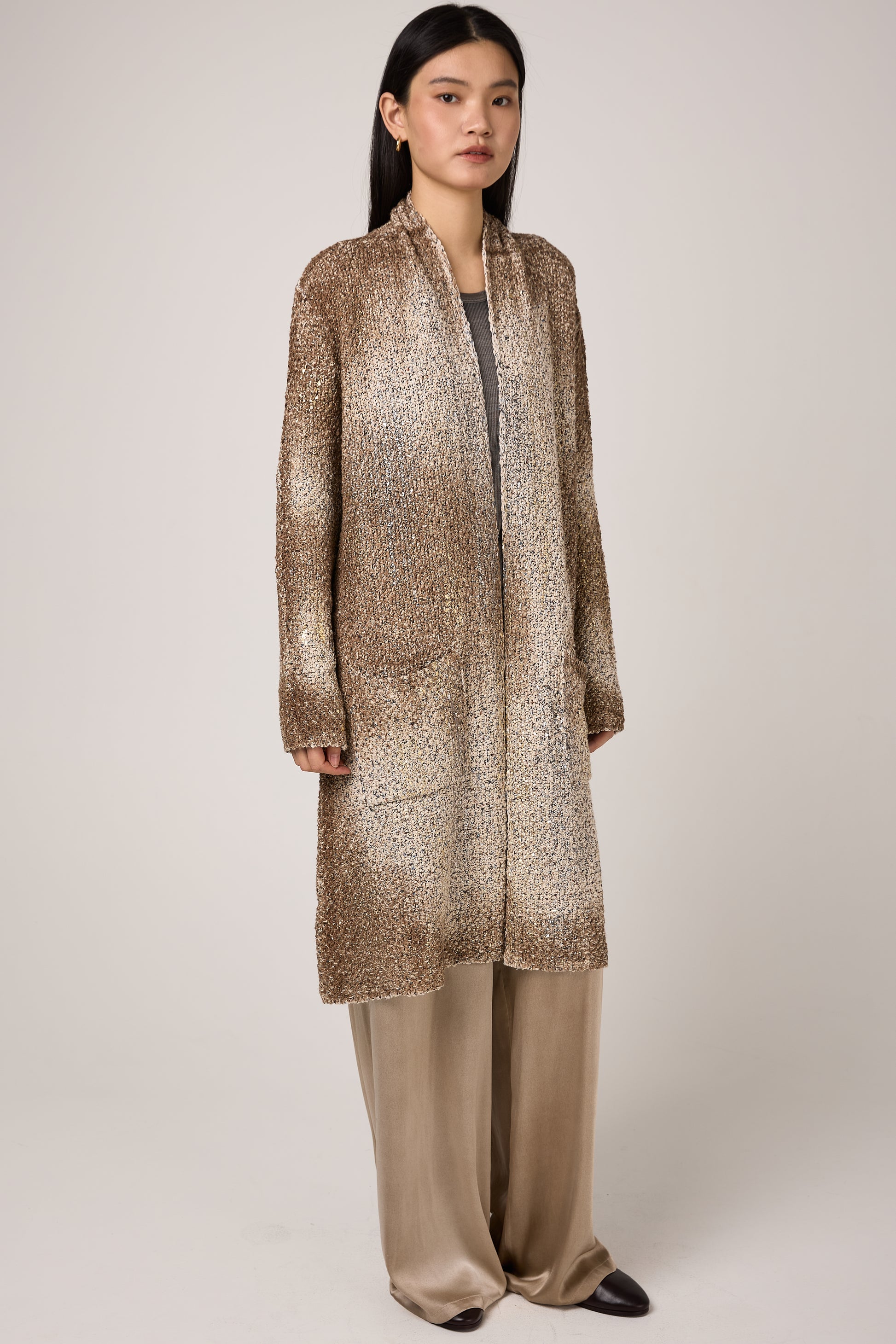 AVANT TOI Laminated Scratched Effect Cardigan in Pennellate Sughero