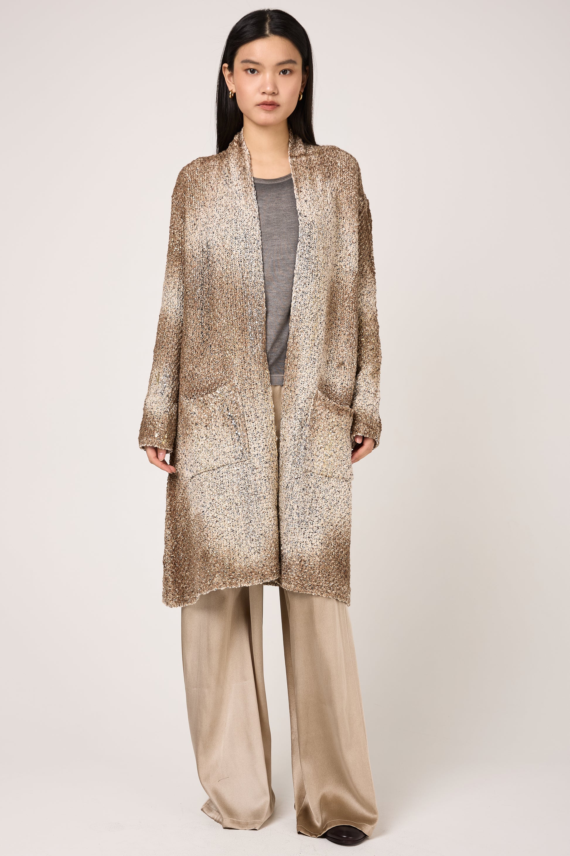 AVANT TOI Laminated Scratched Effect Cardigan in Pennellate Sughero