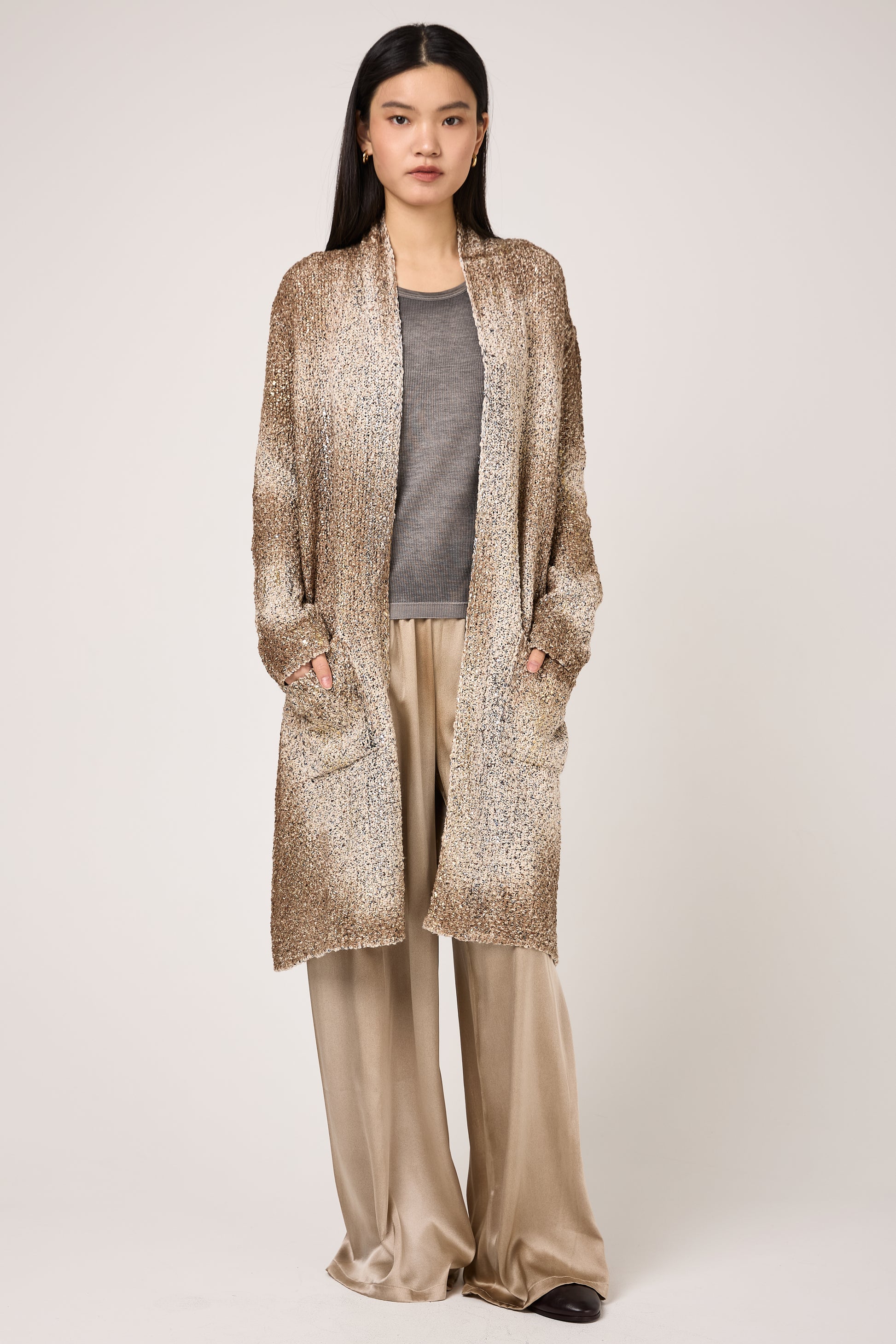 AVANT TOI Laminated Scratched Effect Cardigan in Pennellate Sughero