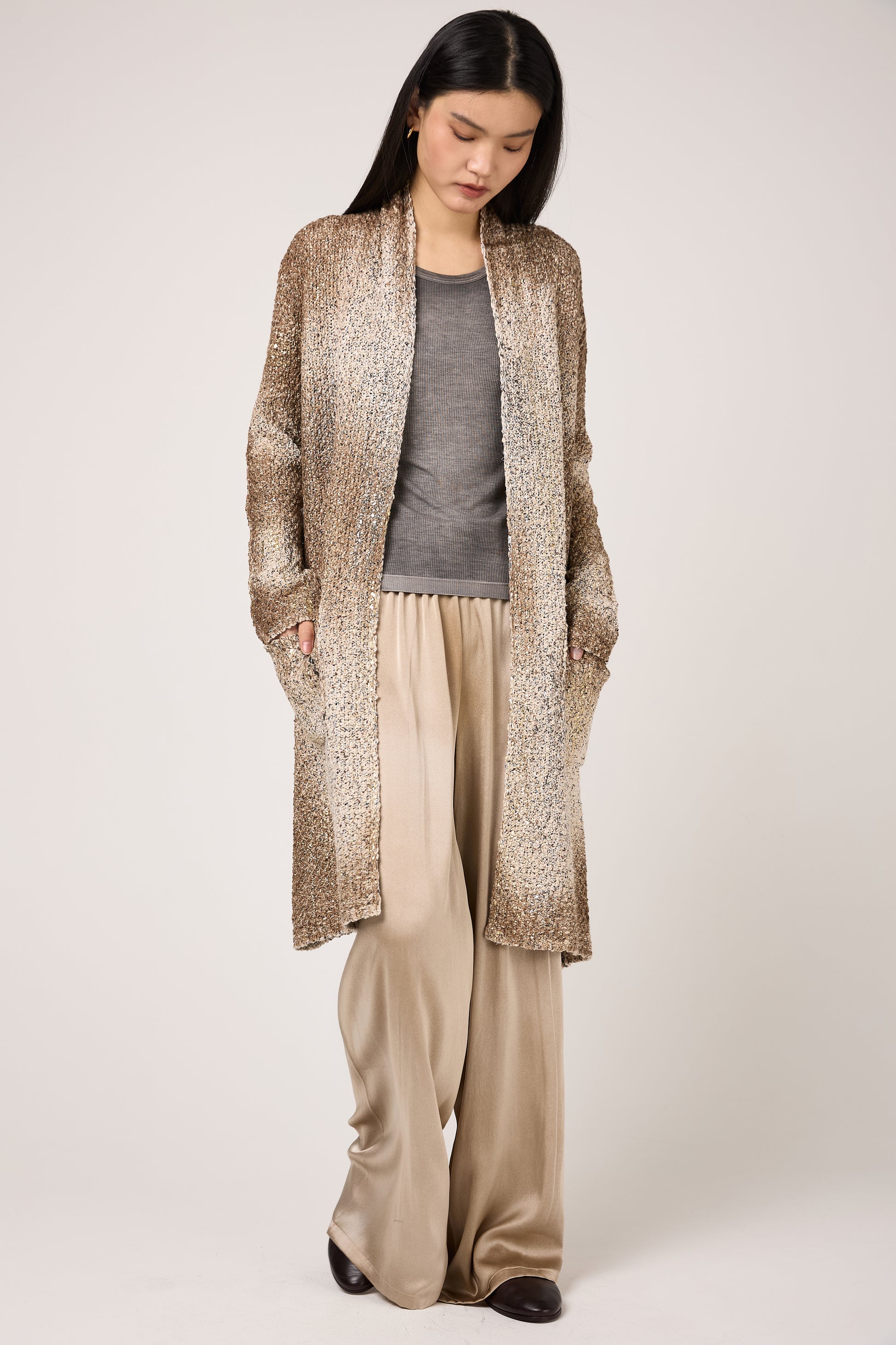 AVANT TOI Laminated Scratched Effect Cardigan in Pennellate Sughero