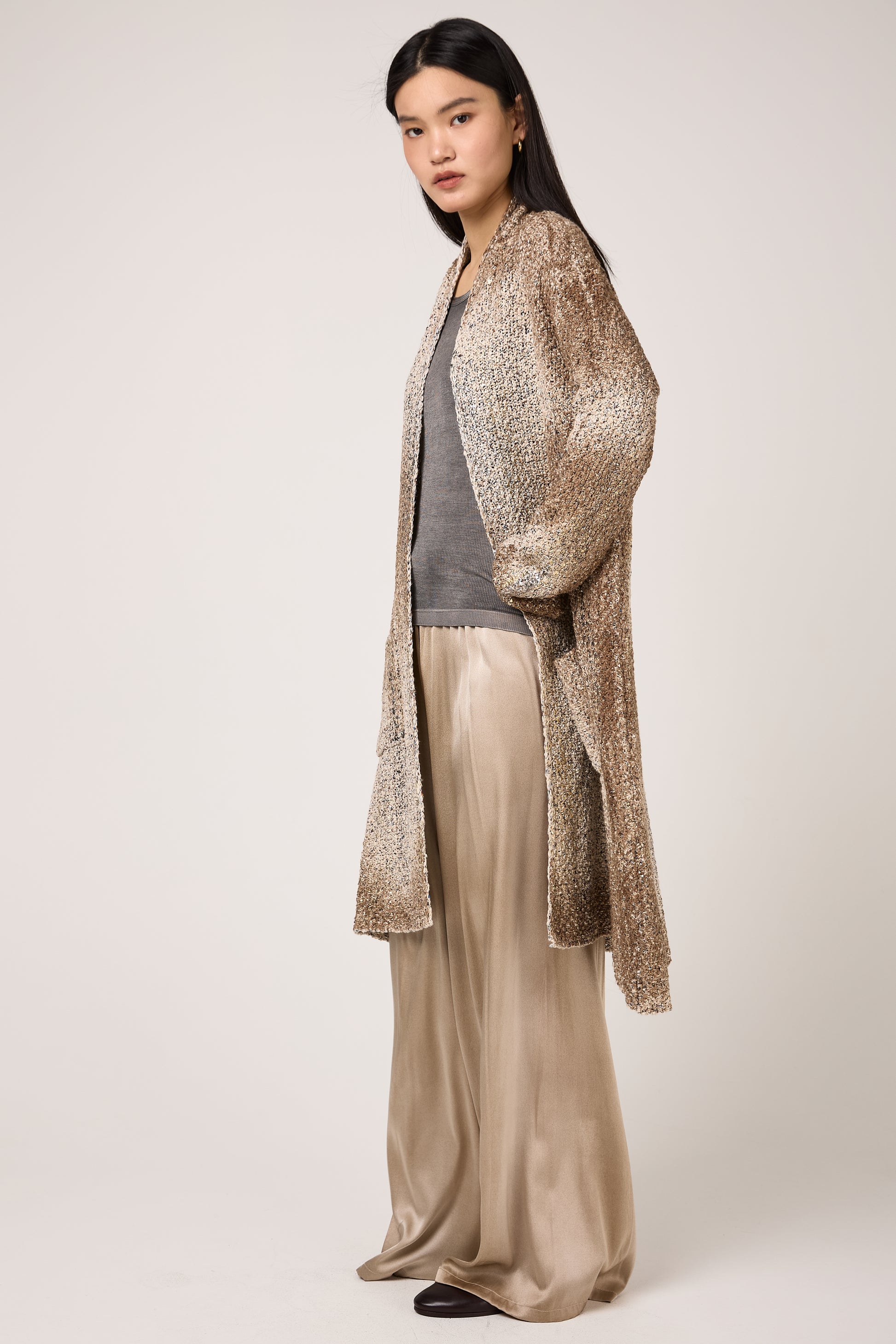 AVANT TOI Laminated Scratched Effect Cardigan in Pennellate Sughero
