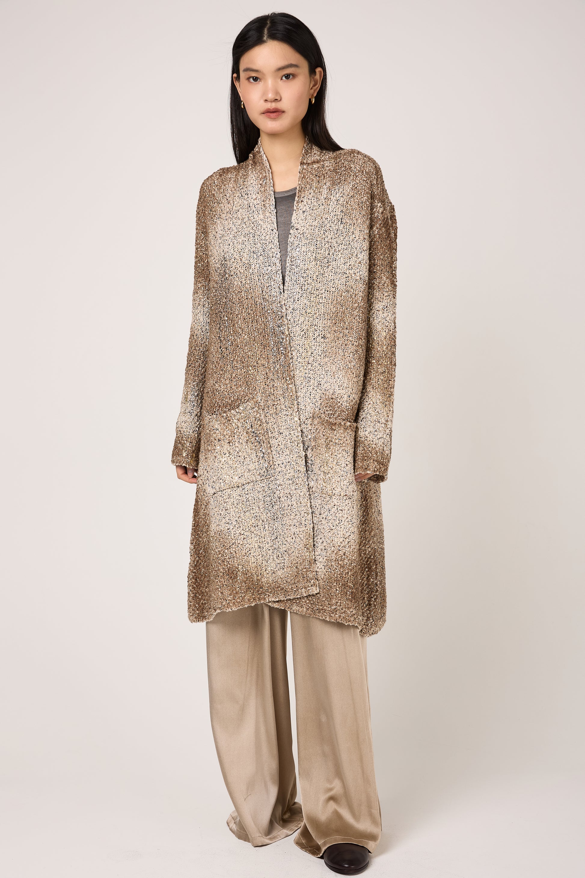AVANT TOI Laminated Scratched Effect Cardigan in Pennellate Sughero