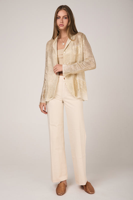 AVANT TOI Linen Cotton Net Blazer Jacket with Lamination in Oro